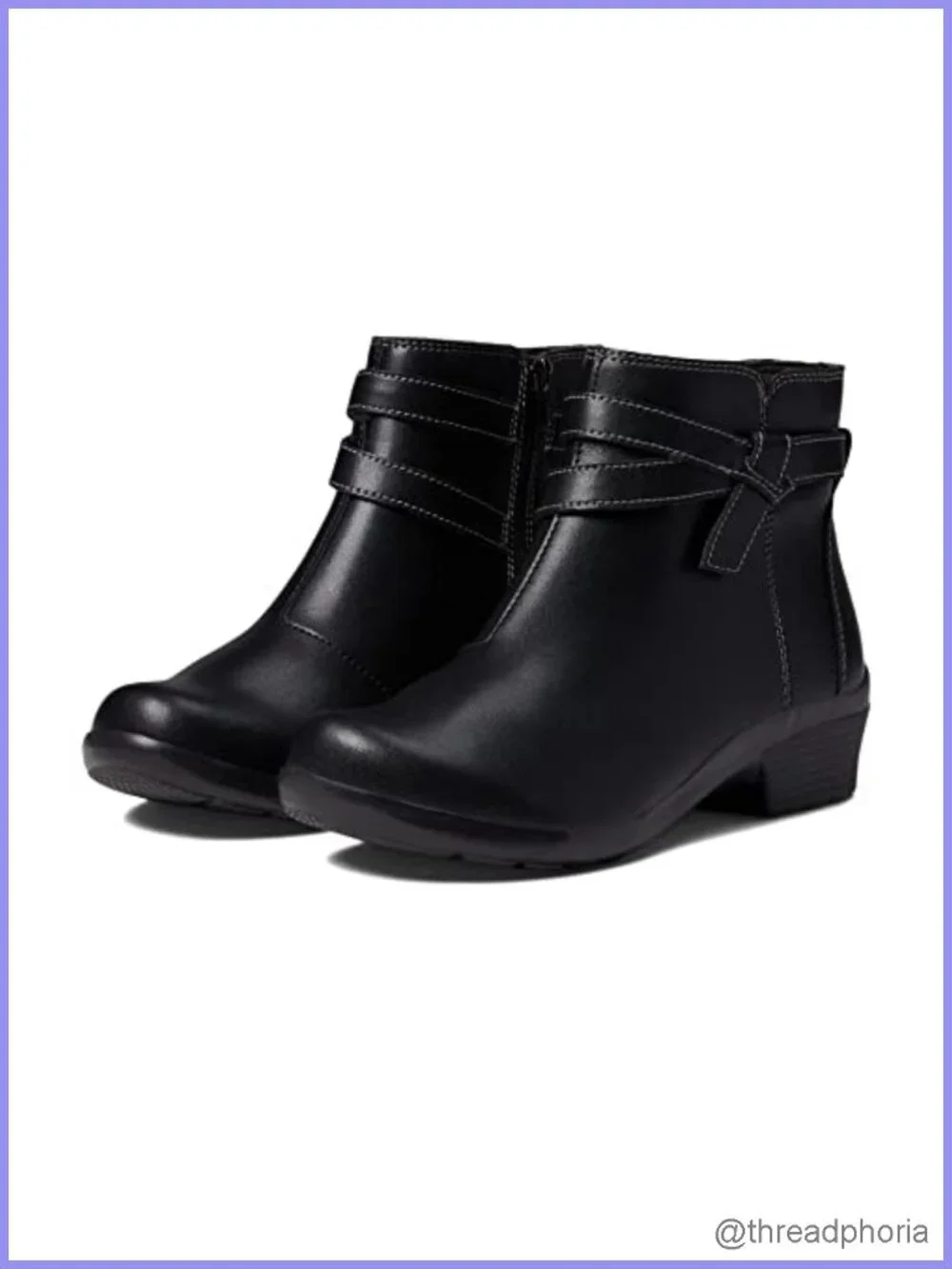 Leather Ankle Boot Chelsea Block Heel Almond Toe Zip